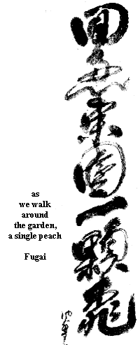 ' as we walk around the garden, a single peach' Fugai