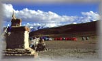 chorten, mountain, cloud: Kailas region, Tibet