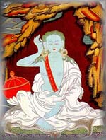 Milarepa. in his cave (58K)