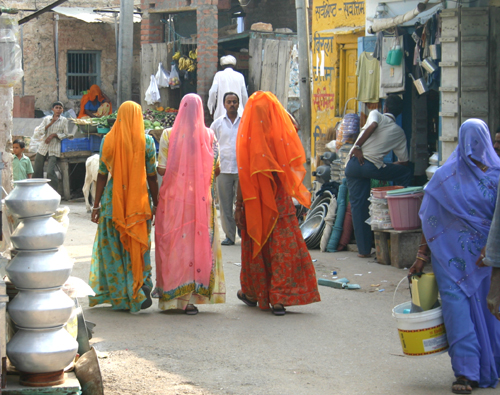 Pastel women: Roopangarh bazaar